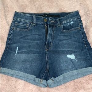 distressed denim shorts